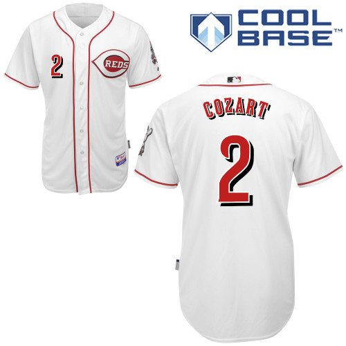 Zack Cozart #2 MLB Jersey-Cincinnati Reds Men's Authentic Home White Cool Base Baseball Jersey